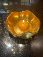 NEW! Gold Plated Candle Bowl, 7 Tealights, Candle Lighter Gift Set