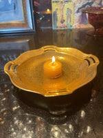 NEW! Gold Plated Candle Bowl, 7 Tealights, Candle Lighter Gift Set