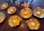 NEW! Gold Plated Candle Bowl, 7 Tealights, Candle Lighter Gift Set