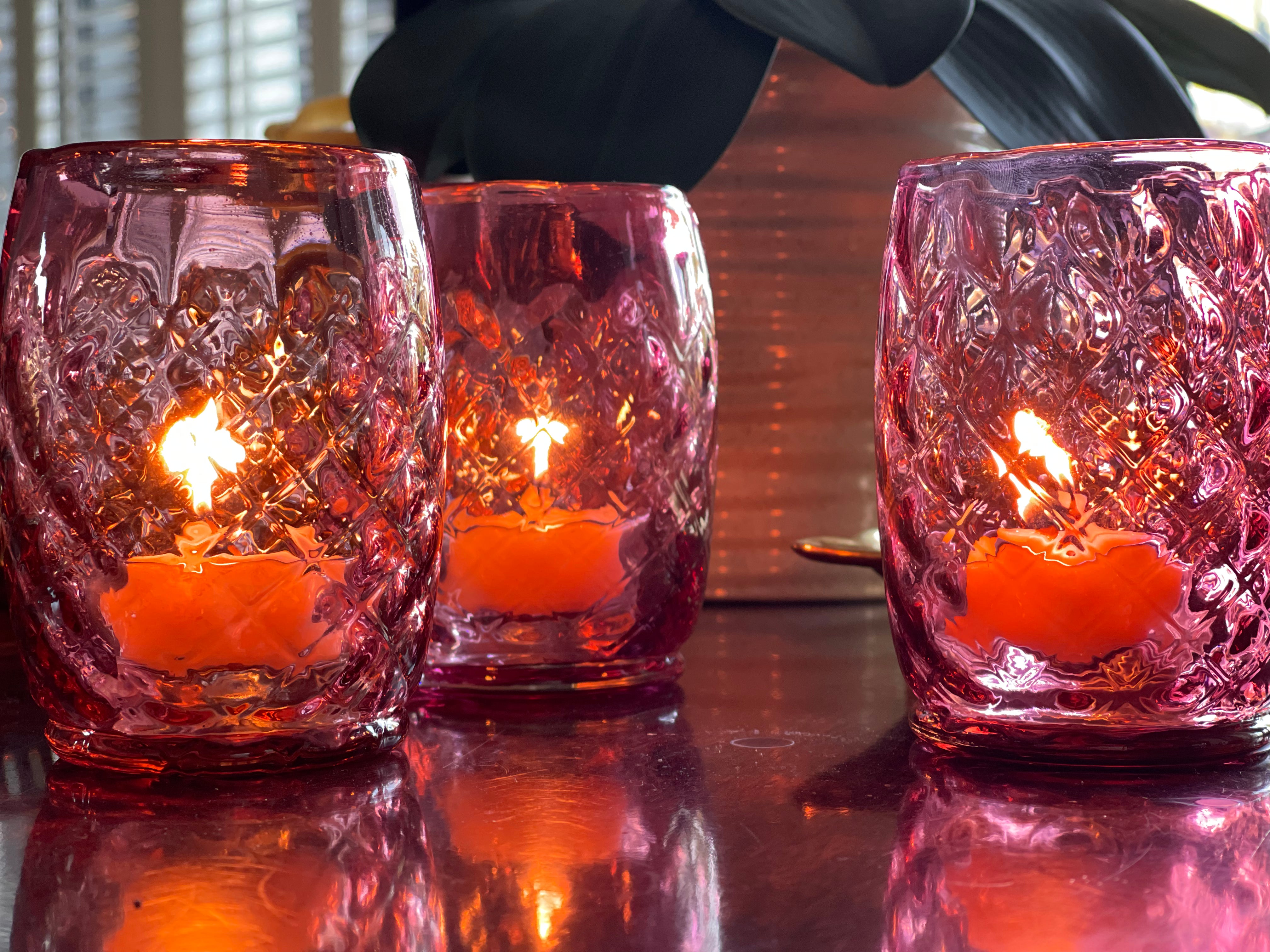 NEW! Fenton Cranberry Glass Tealight Holder, 7 Raw Tealights, Candle Lighter Gift Set