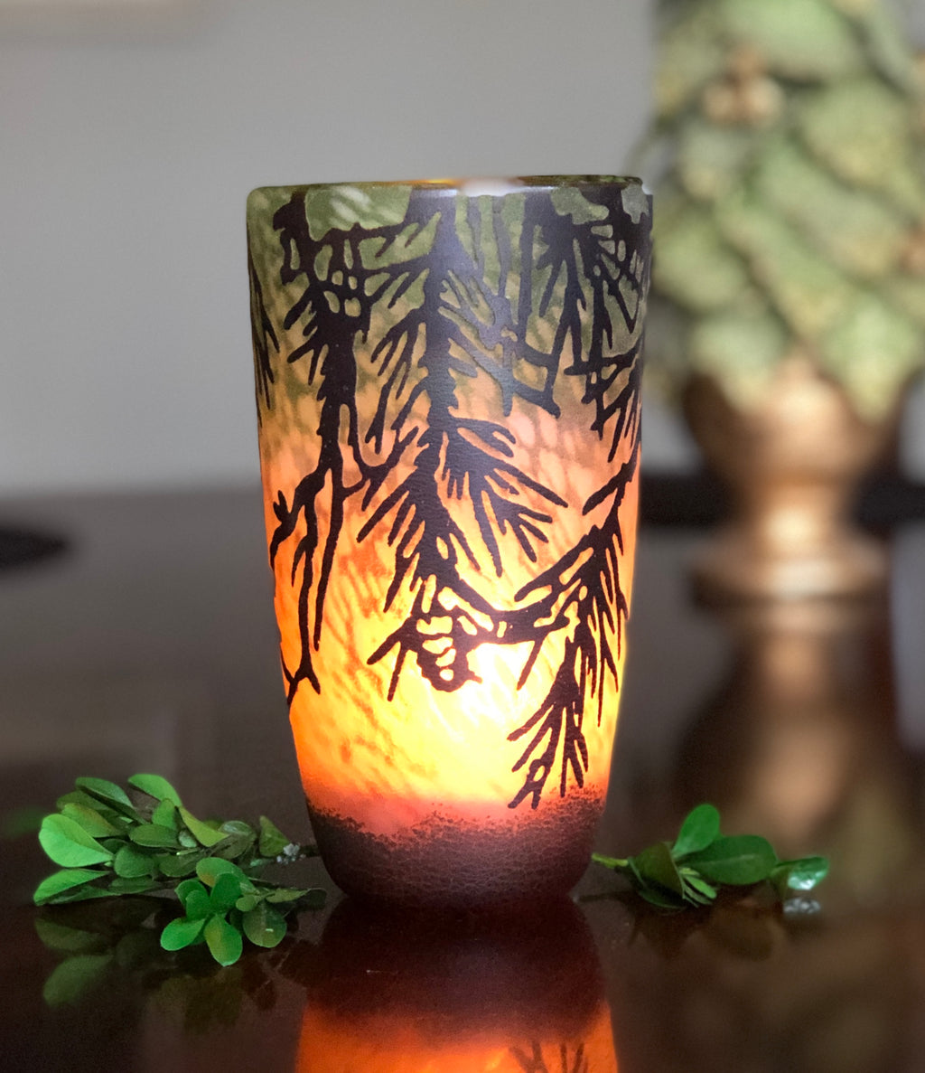 Glass Conifer Tealight Holder